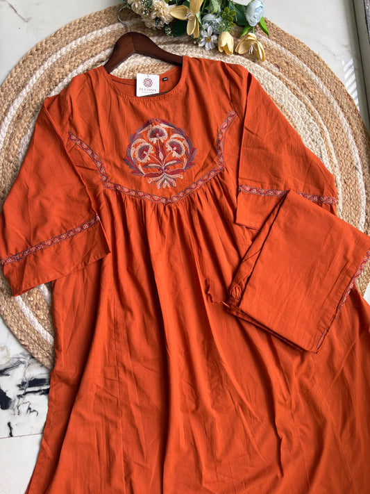 Premium Quality Pure Cotton Embroidered Kurta Pant Set