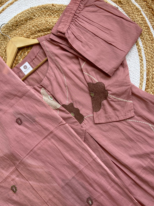 Pink Cotton Salwar Suit with Handcrafted Applique Work | Elegant Festive & Everyday Wear