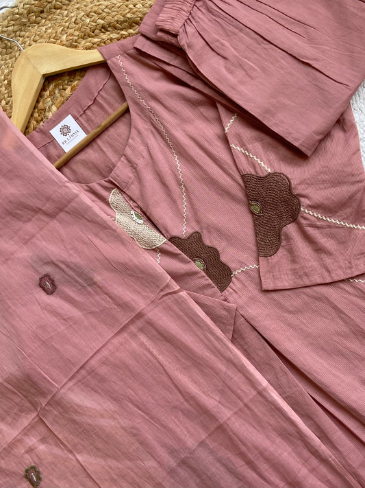 Pink Cotton Salwar Suit with Handcrafted Applique Work | Elegant Festive & Everyday Wear