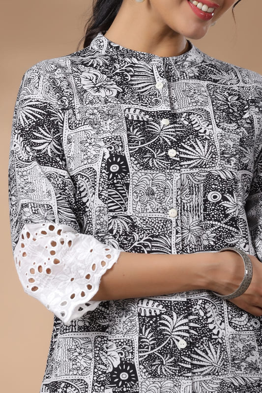 Premium Quality Black and White Screen Printed