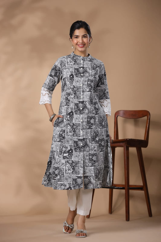 Premium Quality Black and White Screen Printed