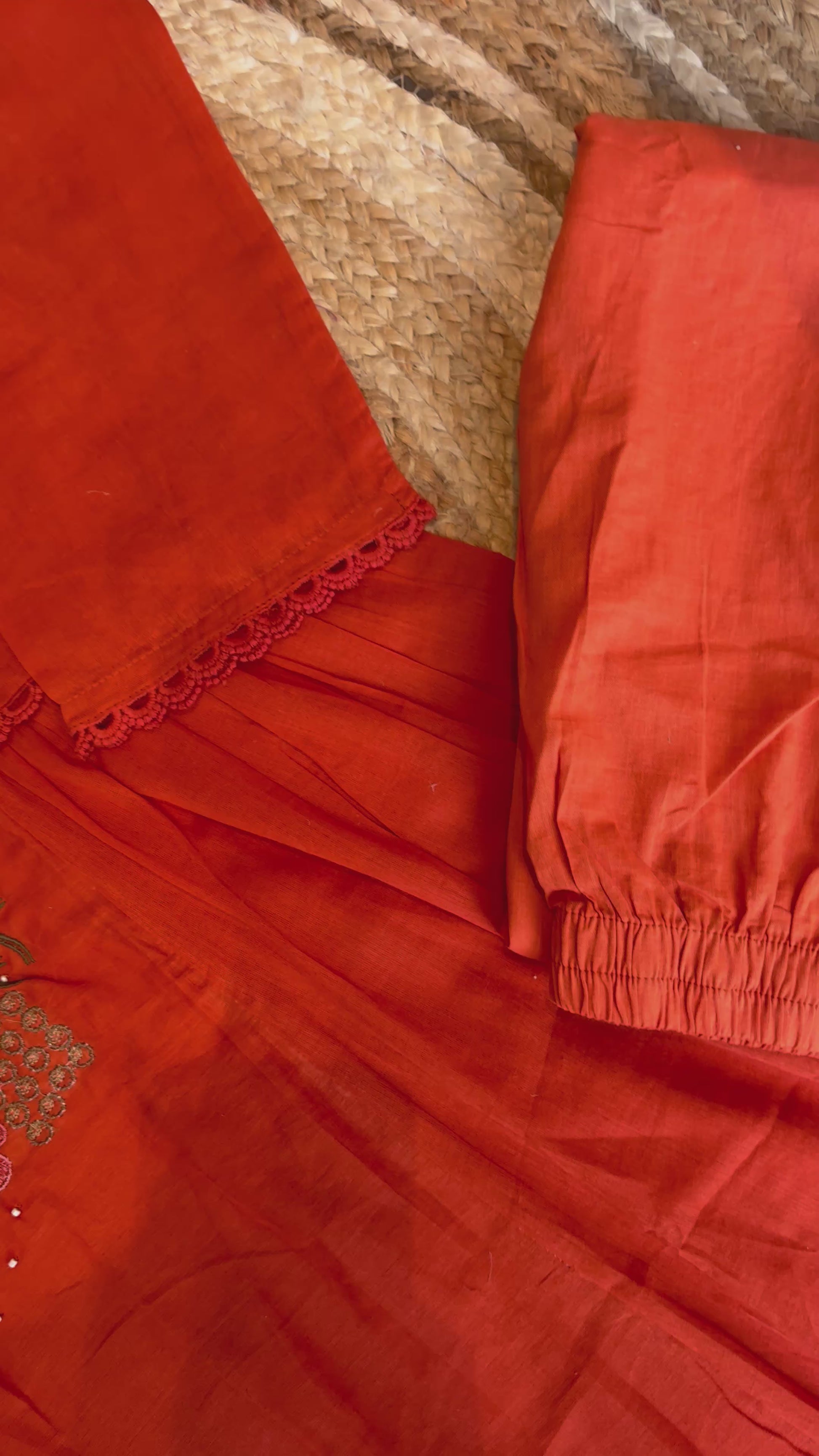 Premium Quality Pure Mul Cotton Embroidered Anarkali Kurti Pant Dupatta Set With Mul Cotton Lining Inside.