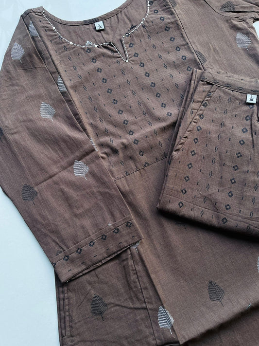 Women's Handloom Woven Cotton Kurti with Pant 2pc |A-Line Set | Daily Wear |Casual Wear| Office Wear| Ethnic Tunic