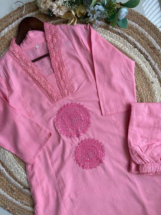 Premium Quality Pure Cotton Slub A-Line Co-Ord Set.