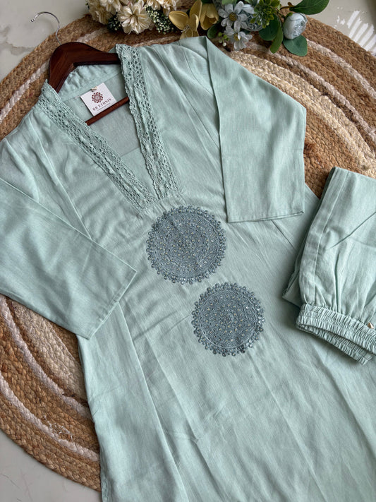 Premium Quality Pure Cotton Slub A-Line Co-Ord Set.