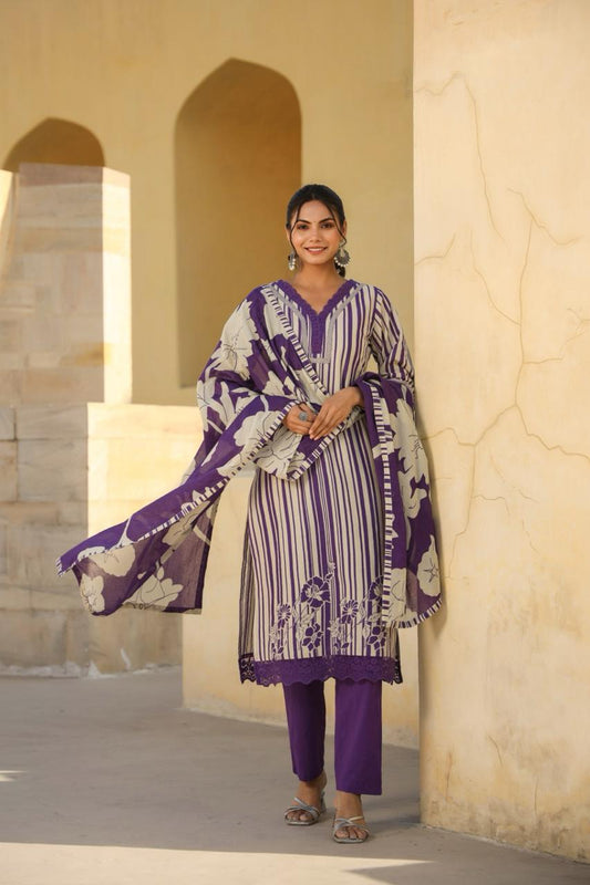 PURE COTTON 60-60 PRINTED KURTI WIH NECKLINE EMBROIDERED STYLE AND SLEEVES AND GHERA BORDER EMBROIDERY AND DIGITAL PRINTED COTTON DUPATTA .