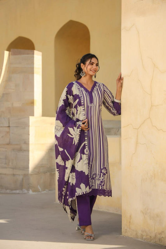 PURE COTTON 60-60 PRINTED KURTI WIH NECKLINE EMBROIDERED STYLE AND SLEEVES AND GHERA BORDER EMBROIDERY AND DIGITAL PRINTED COTTON DUPATTA .