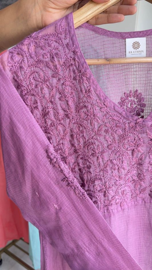 Premium Chikankari Kota Dori A-Line Kurti for Women with Lining | Hand Embroidered Summer Kurta | Plus Size Available