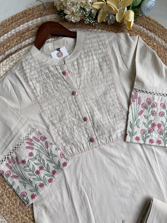 Premium Quality Pure Cotton Embroidered Kurta Pant Set