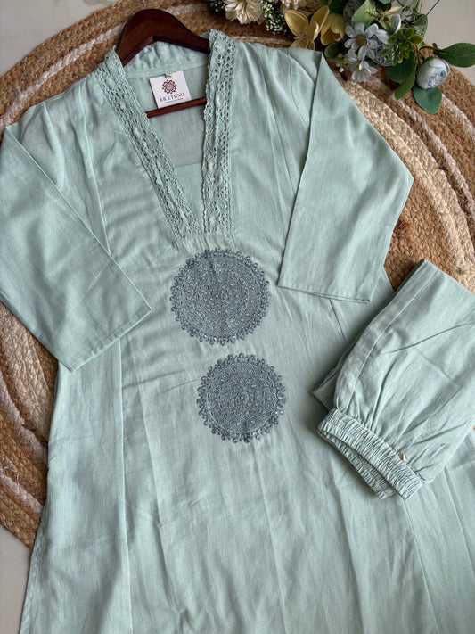 Premium Quality Pure Cotton Slub A-Line Co-Ord Set.