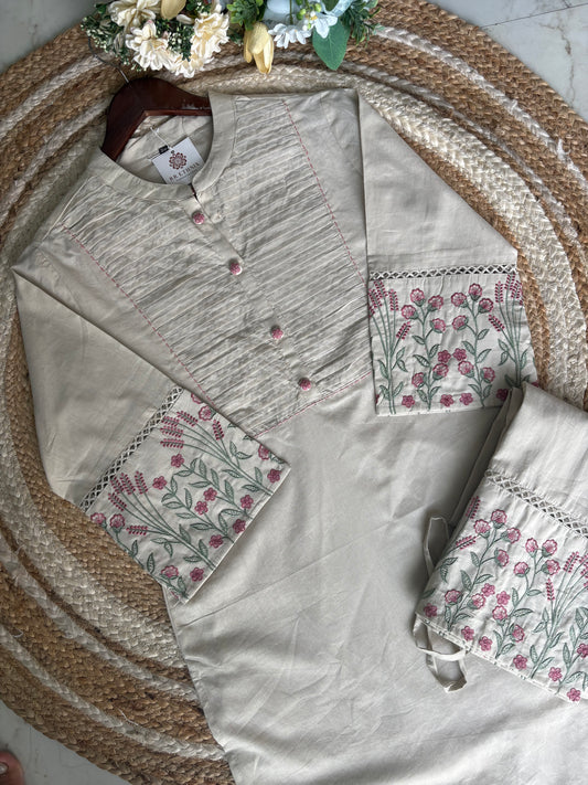 Premium Quality Pure Cotton Embroidered Kurta Pant Set