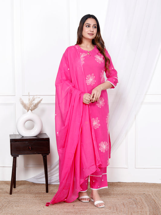 Premium Quality Cotton Dupatta Set With Thread Work Detailing For All Day Comfort.