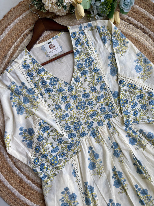 Premium Quality Cotton Floral Anarkali Pant Dupatta Set.