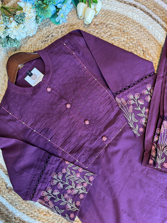 Premium Quality Pure Cotton Embroided Kurta Pant Set