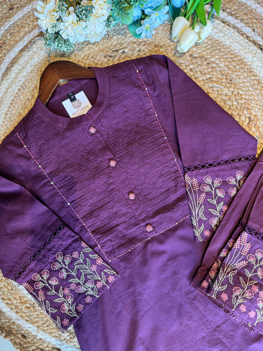 Premium Quality Pure Cotton Embroided Kurta Pant Set