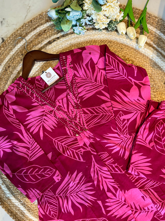 Premium Quality Pure Cotton A-line Kurta Plazo Set.