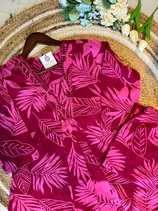 Premium Quality Pure Cotton A-line Kurta Plazo Set.