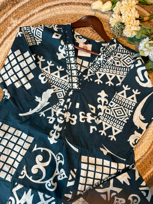 Premium Quality Pure Cotton A-Line Kurta Plazo Set.