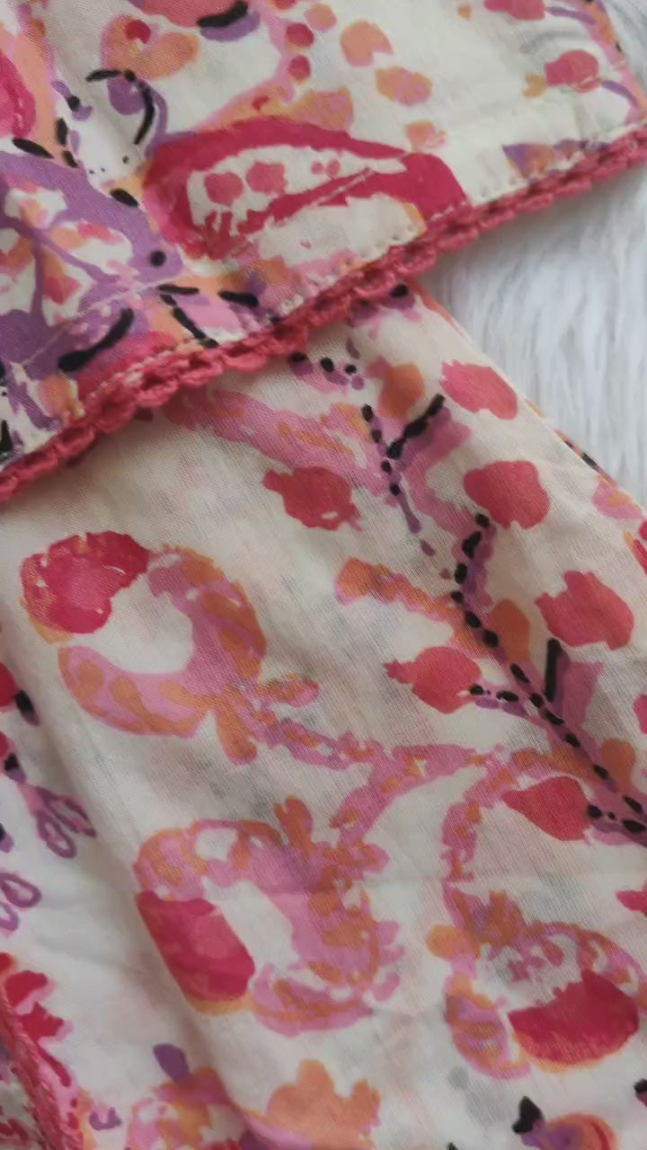 Premium quality Angarakha Style Discharge Print Cotton Kurti Pant set.